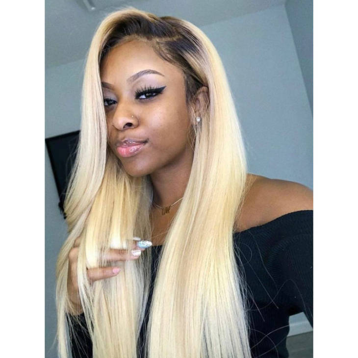 LaceWig Blonde Black lisse