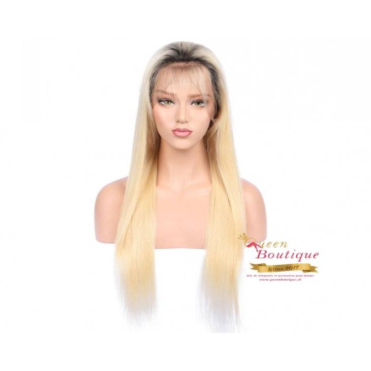 LaceWig Blonde Black lisse