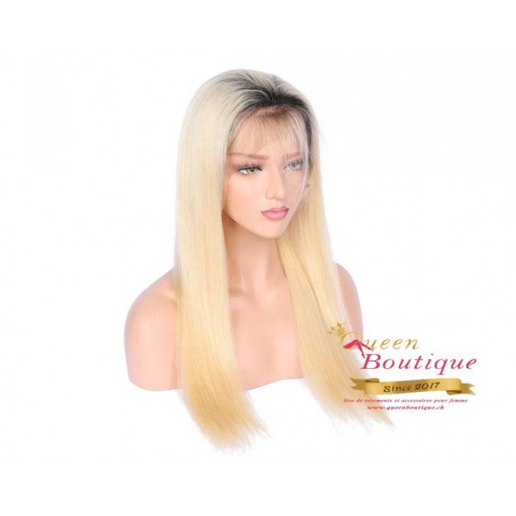 LaceWig Blonde Black lisse