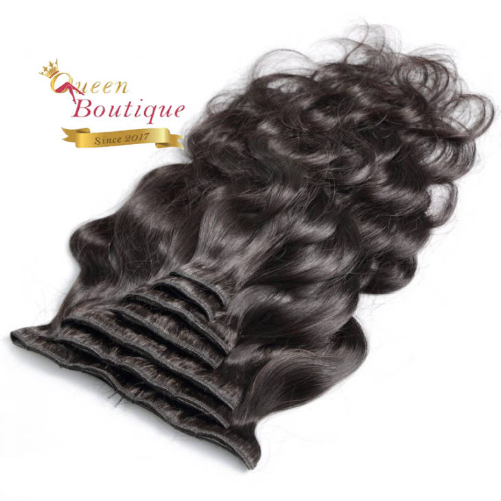 Extensions en clip 7 pièces Noir ondulé