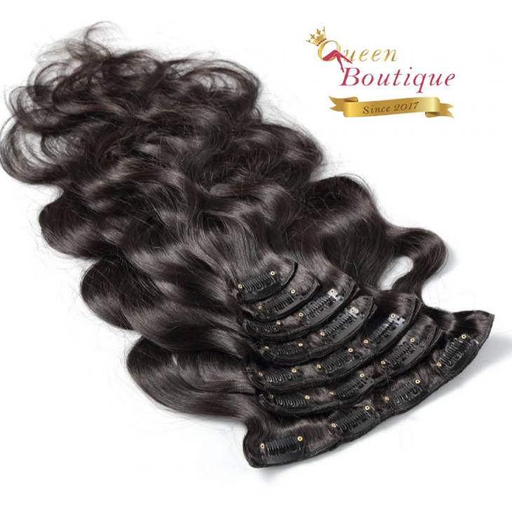 Extensions en clip 7 pièces Noir ondulé