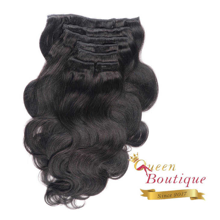 Extensions en clip 7 pièces Noir ondulé