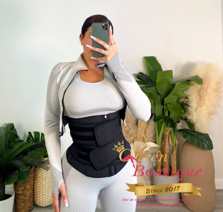 Gaine amincissantes Shaper Noir avec 2 bandes – Image 4