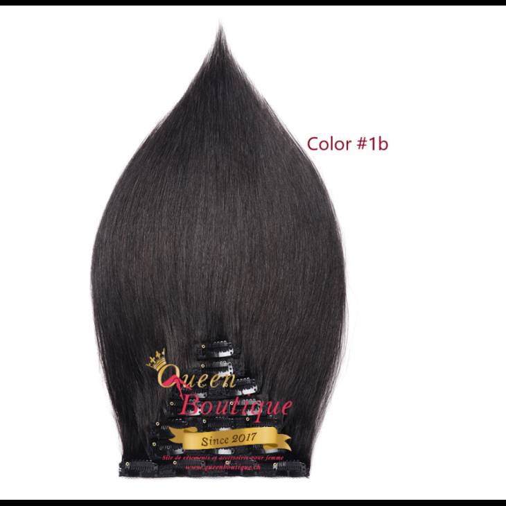 Extensions en clip 7 pièces Noir Lisse 100g