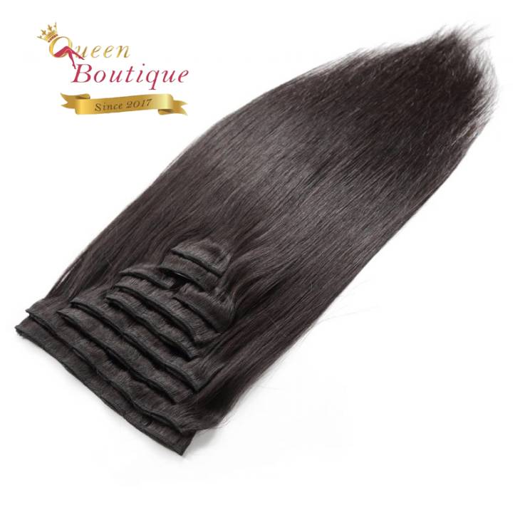 Extensions en clip 7 pièces Noir Lisse 160g