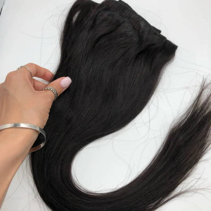 Extensions en clip 7 pièces Noir Lisse 100g