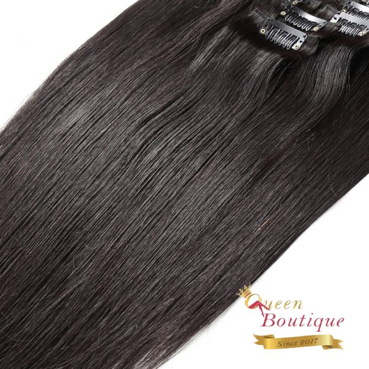 Extensions en clip 10 pièces Noir Lisse 200g