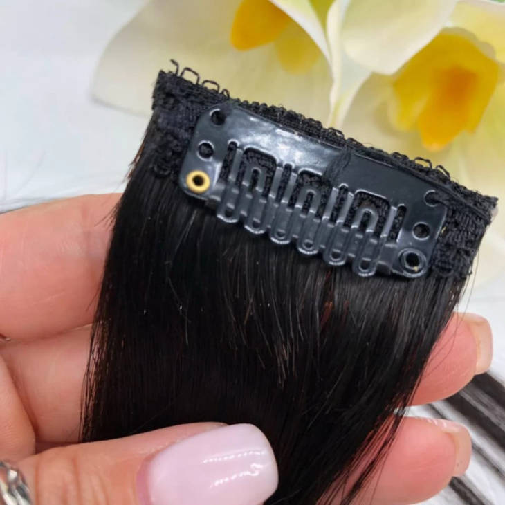 Extensions en clip 10 pièces Noir Lisse 200g
