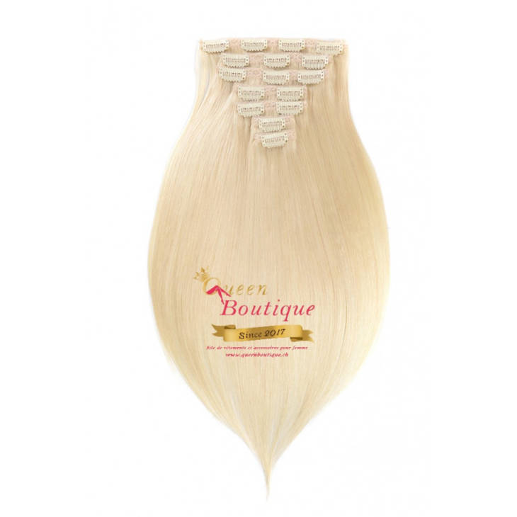 Extensions en clip Blond platine lisse