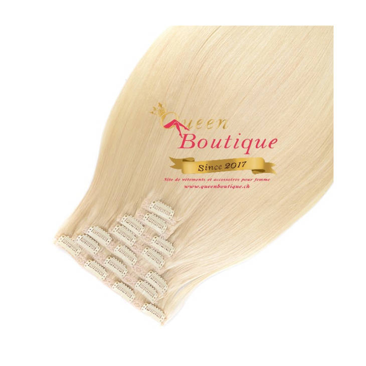 Extensions en clip Blond platine lisse