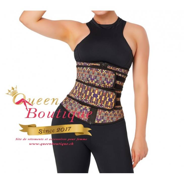 Gaine avec 2 bandes Motif Afro