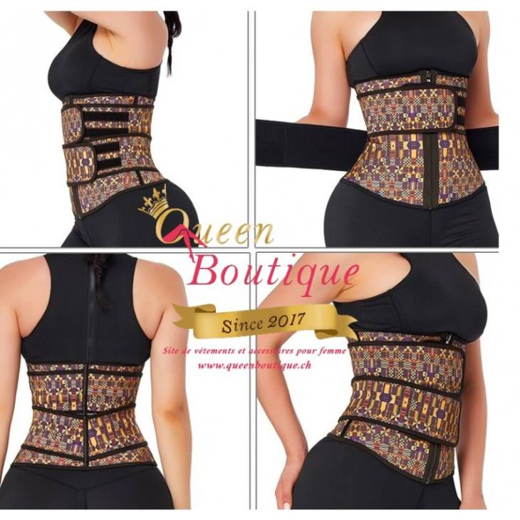 Gaine avec 2 bandes Motif Afro