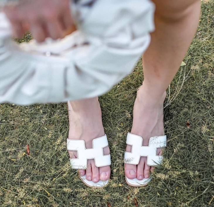Slippers style HMes Cuir Blanches – Image 4