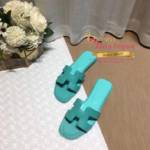 Slippers style HMes Cuir Turquoise
