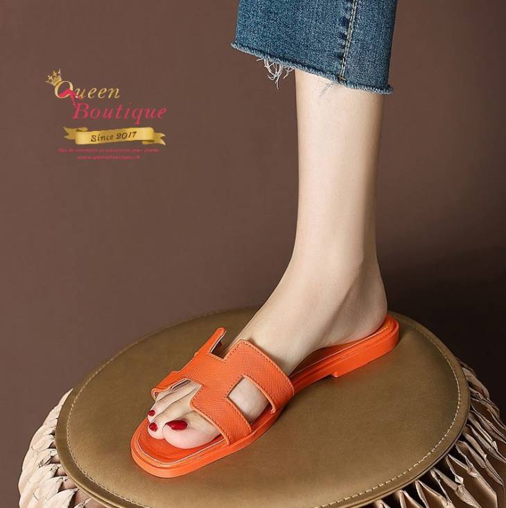 Slippers style HMes Cuir Orange – Image 3